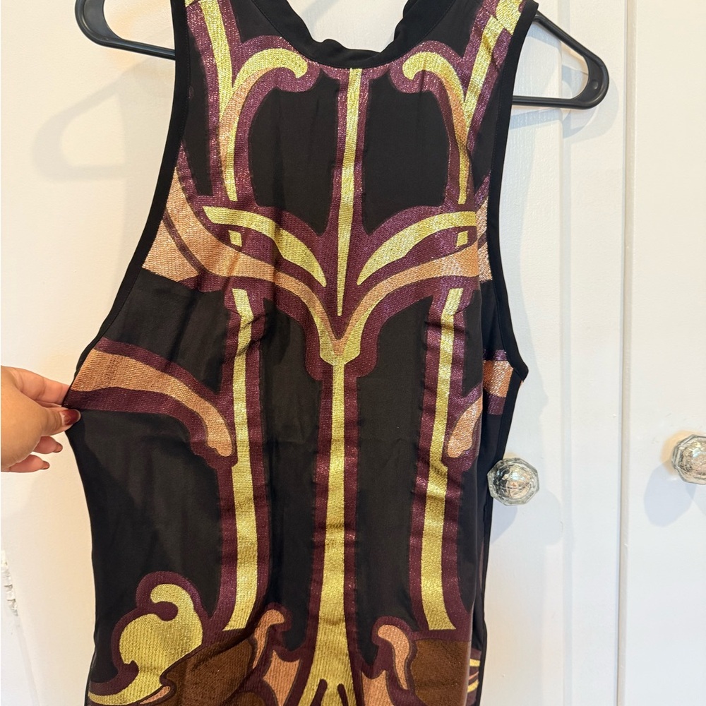 Gucci Black and Gold Sleeveless Blouse